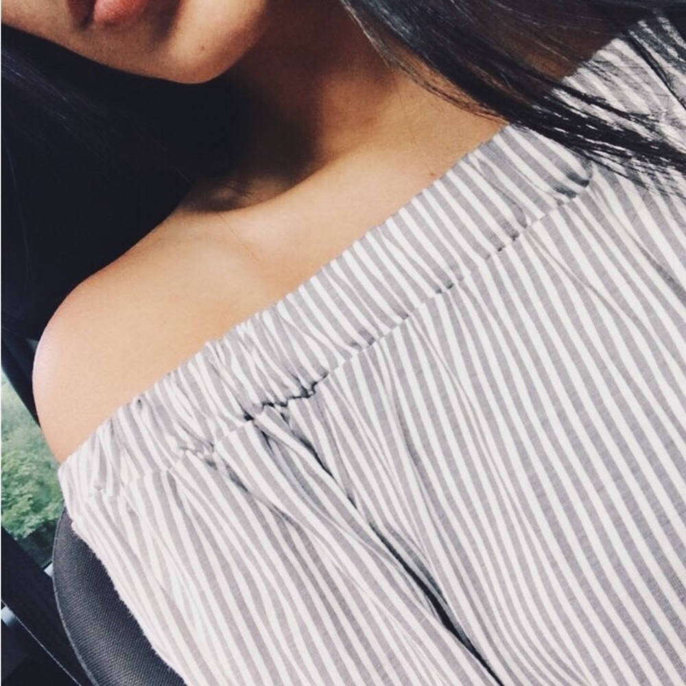 Off the shoulder / Bardot striped top BOOHOO